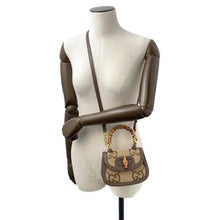 将图像加载到图库查看器中,GUCCI Bamboo 1947 Jumbo GG Top Handle Bag Beige/Brown686864 Canvas Leather Size Mini