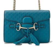 将图像加载到图库查看器中,GUCCI ★Emily MicroGuccissima Chainshoulder Bag Turquise Blue449636 Leather