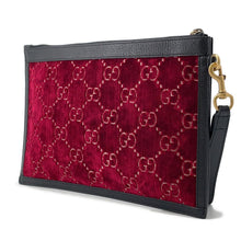 将图像加载到图库查看器中,GUCCI ★GGVelvet Clutch Bag Red/Black575371 Velvet Leather