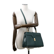 将图像加载到图库查看器中,CELINE Classic 16 Seize 2-Way Handbag Green187373 Leather
