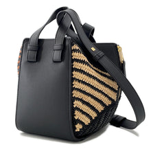 将图像加载到图库查看器中,LOEWE hammock Black/Orange/Natural Raffia Leather Size compact