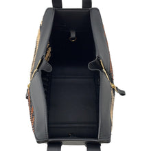 将图像加载到图库查看器中,LOEWE hammock Black/Orange/Natural Raffia Leather Size compact