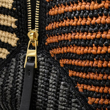 将图像加载到图库查看器中,LOEWE hammock Black/Orange/Natural Raffia Leather Size compact