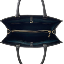 将图像加载到图库查看器中,BVLGARI Logo Tote Bag Black Leather