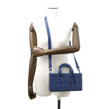 将图像加载到图库查看器中,Dior Lady D Joy Cannage 2-Way Bag NavyM0540INEA Leather Size Medium