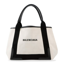 Load image into Gallery viewer, BALENCIAGA ★Navy Cabas Natural/Black339933 Canvas Leather Size S