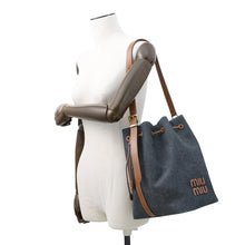 将图像加载到图库查看器中,MIUMIU Bucket bag Navy/Brown5BE089 Denim Leather