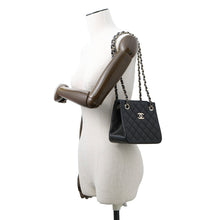 将图像加载到图库查看器中,CHANEL Matelasse Chain Bucket Shoulder Bag BlackAS3176 Caviar Leather Size Mini