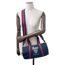 将图像加载到图库查看器中,GUCCI Printed Canvas Small Duffle Bag Dark Blue816865 Canvas