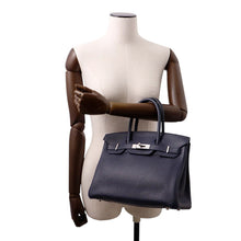 将图像加载到图库查看器中,HERMES Birkin Verso Blue Nuit/Rose PurpleH073613 Taurillon Clemence Size 30