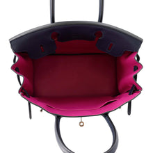 将图像加载到图库查看器中,HERMES Birkin Verso Blue Nuit/Rose PurpleH073613 Taurillon Clemence Size 30