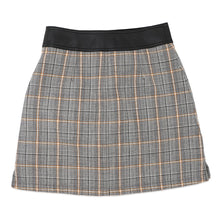 将图像加载到图库查看器中,LOUIS VUITTON Leather Trim Check Skirt Size 36 Gray/Black/OrangeRW232W Wool 43% Rayon 23% Cotton23% Linen 8% Nylon 3% Lamb Leather