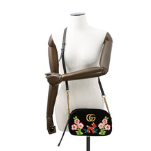 将图像加载到图库查看器中,GUCCI GG Marmont Bambi Chainshoulder Bag Black/Multicolor447632 Velour Leather