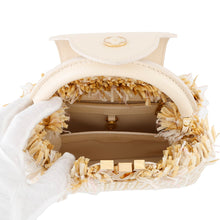 Load image into Gallery viewer, LOUIS VUITTON Capucines BeigeM22181 Tweed Raffia Cotton Ribbon Lurex Yarn Size BB