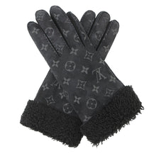 将图像加载到图库查看器中,LOUIS VUITTON Gon Shearling Darling Gloves Size 7.5 BlackM71848 Eclipse