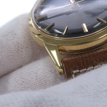 将图像加载到图库查看器中,OMEGA Seamaster W33mm K18YG Leather Black Dial14704-3SC