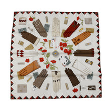 Load image into Gallery viewer, HERMES Wristwatch by Carre L'Heure des Gants Gloves Size 90 Blanc Casse/Etoupe/RougeH Silk100%