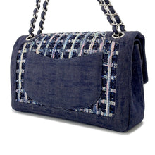 将图像加载到图库查看器中,CHANEL Matelasse W flap ChainShoulder NavyA01112 Tweed Denim Leather