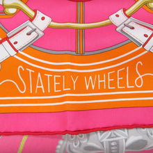 Load image into Gallery viewer, HERMES Carre Stately Wheels Size 90 Rose vif/Rouge/Orange Silk100%