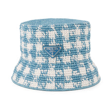 将图像加载到图库查看器中,PRADA Crochet bucket hat Size S White/Light Blue1HC137 Viscose Rayon 100%
