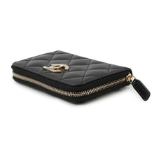 Load image into Gallery viewer, CHANEL Matelasse Classic Zip Coin Purse BlackAP4341 Caviar Leather/Rhinestone
