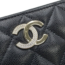 将图像加载到图库查看器中,CHANEL Matelasse Classic Zip Coin Purse BlackAP4341 Caviar Leather/Rhinestone