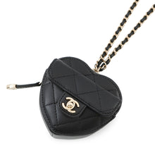 将图像加载到图库查看器中,CHANEL ★Matelasse Heart ChainCoin purse BlackAP2783 Lambskin