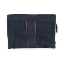 将图像加载到图库查看器中,HERMES Deauville Pouch Navy Canvas Size PM