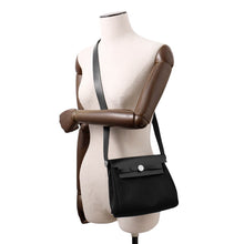 Load image into Gallery viewer, HERMES Herbag zip Black Toile Military Vache Hunter Leather Size Mini