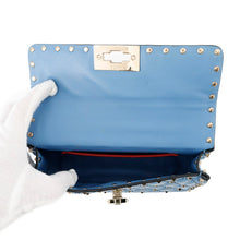 Load image into Gallery viewer, Valentino Garavani Rock Studded Spike Bag BlueRW2B0123VNE Patent Leather Size Small