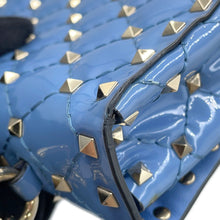 Load image into Gallery viewer, Valentino Garavani Rock Studded Spike Bag BlueRW2B0123VNE Patent Leather Size Small