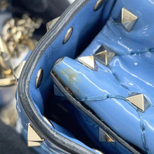 Load image into Gallery viewer, Valentino Garavani Rock Studded Spike Bag BlueRW2B0123VNE Patent Leather Size Small