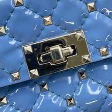 Load image into Gallery viewer, Valentino Garavani Rock Studded Spike Bag BlueRW2B0123VNE Patent Leather Size Small