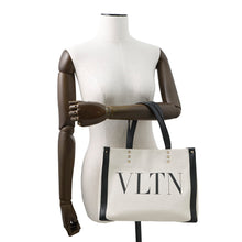 Load image into Gallery viewer, Valentino Garavani VLTN Lock Studded 2-Way Bag Ivory/BlackZW2B0H19FWB Canvas Leather
