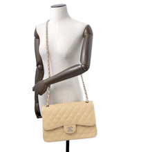 将图像加载到图库查看器中,CHANEL Matelasse W Flap ChainShoulder Bag BeigeA58600 Caviar Leather Size 30
