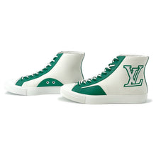 Load image into Gallery viewer, LOUIS VUITTON Tattoo Line Sneakers White/Green1A8XWT Leather Size 8.5