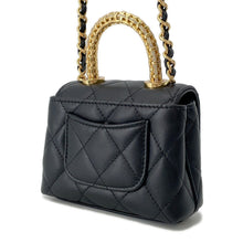 将图像加载到图库查看器中,CHANEL ★Coco Handle Chain Shoulder Bag BlackAP4245 Lambskin Strass Size micro