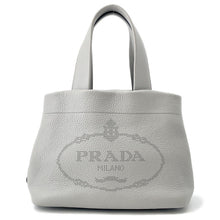 将图像加载到图库查看器中,PRADA Punching logo Tote Bag Gray1BG390 Leather Size Small