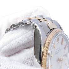 将图像加载到图库查看器中,ROLEX Datejust W36mm Stainless Steel K18YG White Dial1601