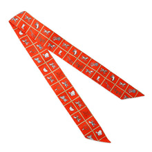 将图像加载到图库查看器中,HERMES Twilly Couvertures et Tenues de jour Vermillon /Beige/White Silk100%