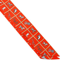 将图像加载到图库查看器中,HERMES Twilly Couvertures et Tenues de jour Vermillon /Beige/White Silk100%