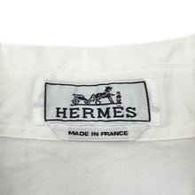Load image into Gallery viewer, HERMES Seahorse Print Short Sleeve Shirt Size 41 White/Blue Cotton100%
