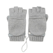 Load image into Gallery viewer, HERMES Baltimore 2WAY Knit Gloves Size M Gray Cashmere Leather