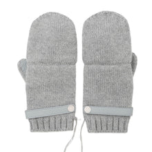 将图像加载到图库查看器中,HERMES Baltimore 2WAY Knit Gloves Size M Gray Cashmere Leather
