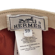 将图像加载到图库查看器中,HERMES Cap Nevada Super H Size 59 Beige Cotton100% Leather