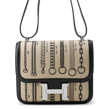Load image into Gallery viewer, HERMES Constance 3 Deschenes Black Toile de Camp Swift Leather Size 24