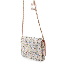 Load image into Gallery viewer, CHANEL Matelasse Tweed Chain Wallet White/Pink/BlueA33814 Tweed