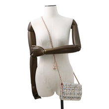 Load image into Gallery viewer, CHANEL Matelasse Tweed Chain Wallet White/Pink/BlueA33814 Tweed