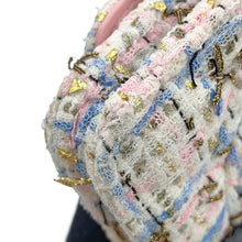 Load image into Gallery viewer, CHANEL Matelasse Tweed Chain Wallet White/Pink/BlueA33814 Tweed