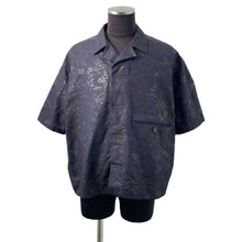 将图像加载到图库查看器中,HERMES Fleur Technique Short Sleeve Overshirt Size 52 Marine Cotton100%